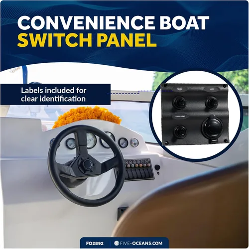 Miniatura 5 de Five Oceans Marine 2 3 6 Gang Toggle Rocker Switch Panel, enchufe del encendedor de cigarrillos 12V
