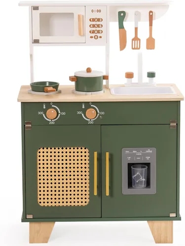 Miniatura 11 de ROBUD Cocina de juego para niños, lavadora multifunción de madera para niños, juego de cocina para niños, lavadora de juguetes de cocina