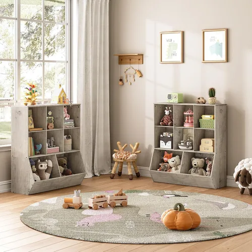Miniatura 4 de HOOBRO Estantería para niños, gabinete de almacenamiento para juguetes, organizador de juguetes para niños, 8 cubículos, cabecera de estantería