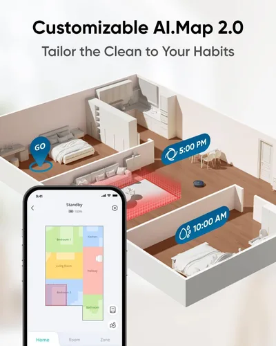 Miniatura 6 de eufy Combo de robot X10 Pro Omni certificado como nuevo, aspiración de 8000 Pa, trapeadores dobles con elevación automática de 0.47 pulgadas, evita