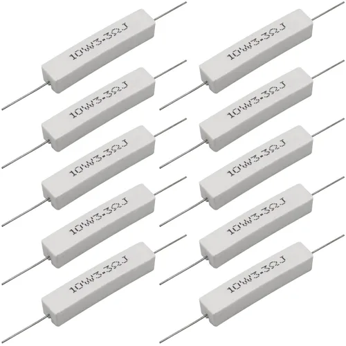 Miniatura 40 de 10 resistencias de cable de plomo axial de 10 W, 0.5 ohmios y 5 % – Resistencias de potencia de cemento cerámico fijas de heridas blancas