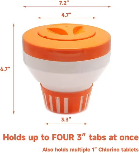 Miniatura 3 de Flotador de cloro para tabletas de 3 pulgadas, dispensador de cloro flotante de mayor capacidad, anillo de control ajustable para spas, jacuzzi