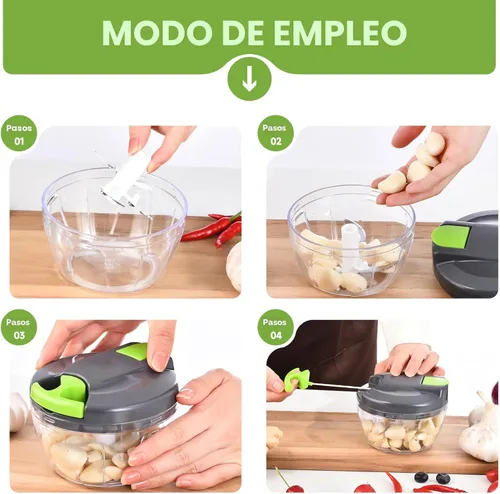 Miniatura 7 de Procesador manual de alimentos, picador de verduras, picador de ajo portátil con cuerda de mano, cortador de cebolla para verduras, jengibre, GGreen