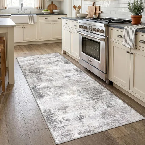 Miniatura 207 de IOHOUZE Alfombra abstracta lavable de 3 x 12 pies para pasillos, antideslizante para cocina, camino de entrada de lana sintética para interiores