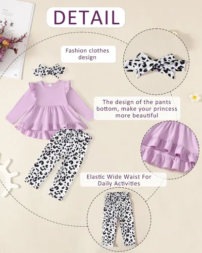 Miniatura 4 de NZRVAWS Baby Girl Clothes Toddler Girl Outfit 3 6 12 18 24 Months 2T 3T Clothing Fall Winter Shirt Long Pant Clothing