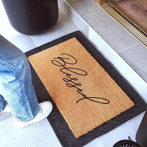 Miniatura 2 de THEODORE MAGNUS Felpudo de bienvenida para puerta delantera con respaldo antideslizante, tapete de fibra de coco duradero, perfecto para entrada