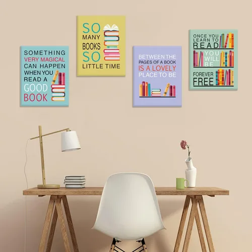 Miniatura 3 de CHDITB Decoración de aula de libros de lectura, citas inspiradoras, impresión artística de pared para niños, 12 x 16 pulgadas, libros motivacionales