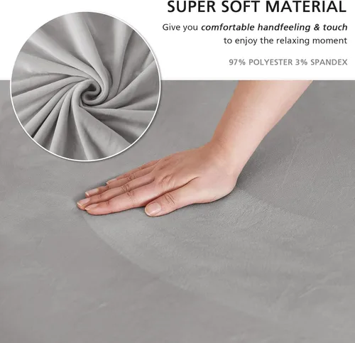 Miniatura 2 de NICEEC Funda de Sofá Súper Suave de 1 Pieza Gris Claro Funda Deslizable para Sofás Elástica Universal de Spandex Fundas de Sofá para Sala de Estar
