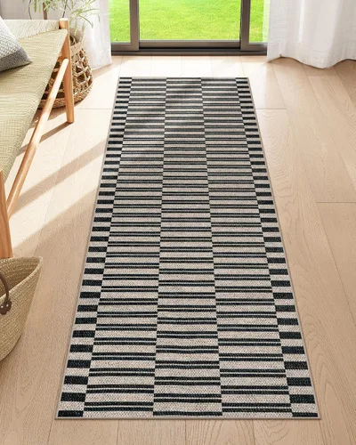 Miniatura 37 de Lahome Alfombra de yute a rayas fácil para patio al aire libre, alfombras lavables de 3 x 5 pies para entrada, porche, casa de campo, alfombra