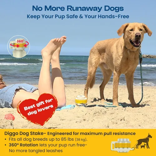Miniatura 6 de Diggo Anclaje de playa multiusos con cerradura de combinación, seguridad de bolsa antirrobo, estaca de amarre para perros, anclaje de paraguas