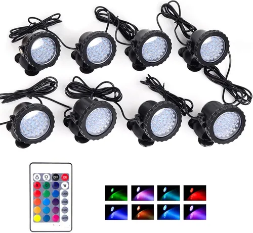 SHOYO - Luces de estanque de colores con temporizador, luces de fuente subacuática | Focos impermeables IP68 de memoria sumergible regulable para