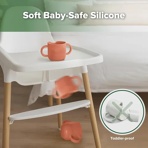 Miniatura 5 de Taza de entrenamiento de silicona para bebés haakaa, taza abierta de aprendizaje para niños pequeños de 6 meses en adelante, a prueba de caídas, sin