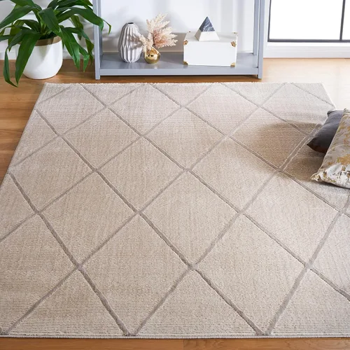 Miniatura 17 de SAFAVIEH Alfombra de área de 8 x 10 pies – Colección Revive – Grande – Gris, patrón de enrejado, no desprende pelusa y fácil limpieza, ideal