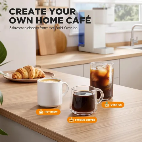 Miniatura 3 de Tastyle Cafetera de Una Sola Porción, Máquina de Café Helado y Caliente para Cápsulas K y Café Molido, Diseño Compacto, Depósito de Agua Extraíble