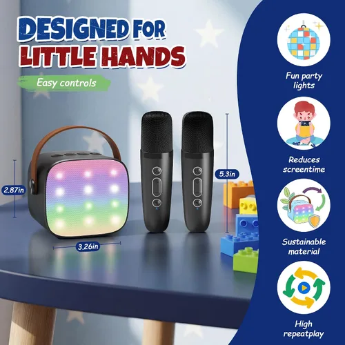 Miniatura 8 de YLL Mini máquina de karaoke para niños y adultos, regalos de cumpleaños para niños de 3, 4, 5, 6, 7, 8, 9 años o más, altavoz Bluetooth portátil