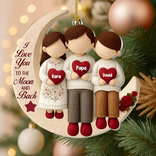 Miniatura 18 de Abuela y Nieto Moon Loves - Adornos Acrílicos Personalizados de 1 Capa - Te Amo Hasta la Luna y de Vuelta - Adorno Adornos Navideños 2025