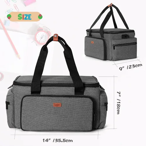 Miniatura 6 de LUXJA Bolsa de manualidades de gran capacidad con correa para el hombro, bolsa de manualidades para arte, álbumes de recortes o suministros de Negro