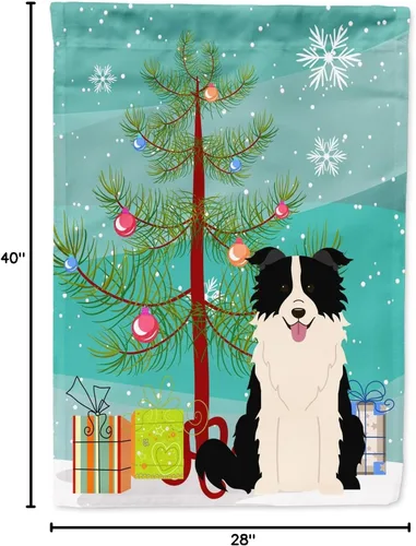 Miniatura 8 de Caroline's Treasures BB4243CHF - Bandera de árbol de Navidad con texto en inglés "Merry Christmas", color negro y blanco, para porche, para colgar