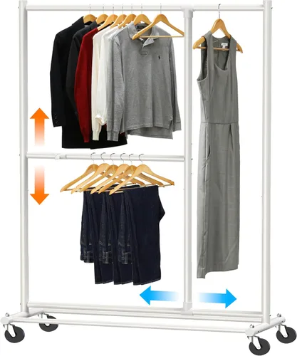 Miniatura 9 de Simple Houseware Perchero ajustable de doble barra para ropa, 72 pulgadas de altura, negro