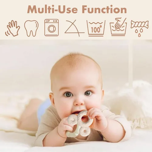 Miniatura 4 de Baberos de dentición para bebé, paquete de 6 con mordedor acoplable, 100% algodón orgánico, baberos súper absorbentes y suaves