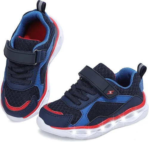 Miniatura 2 de Zapatos iluminados para niños y niñas, ligeros, con luces LED intermitentes, malla con purpurina, transpirables, adorables tenis para niños pequeños