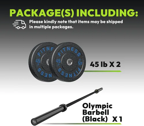 Miniatura 2 de HANDBODE Olympic High-Bounce Bumper Plates Bench Press Barbell Weights Set 2 - Inch, 10-55 lb Rubber Weight Sets for Home Gym, Strength Training
