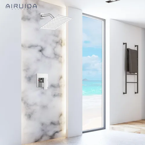 Miniatura 3 de Airuida Juego de grifo de ducha cromado pulido, kit de molduras de ducha de una sola función, sistema de ducha de lluvia para baño, cabezal de ducha