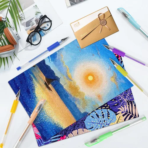 Miniatura 4 de Bolígrafos de gel con purpurina con estuche para libros de colorear para adultos, juego de 100 colores con purpurina con un 30% más de tinta de neón