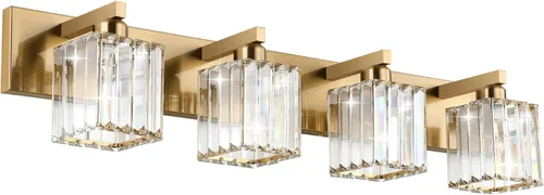 Miniatura 28 de Aipsun Accesorios de Luz Negros para Tocador de Baño Lámpara de Tocador Moderna de Cristal para Baño 4 Luces (Excluye Bombilla)