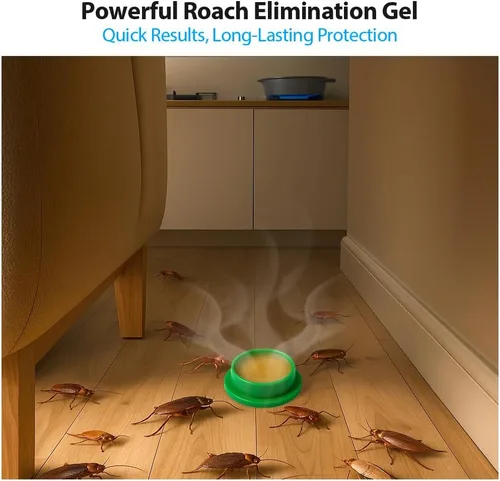 Miniatura 2 de Paquete de 32 estaciones de cebo de gel para cucarachas en interiores, potente mata cucarachas en interiores para infestación de cucarachas, cebo