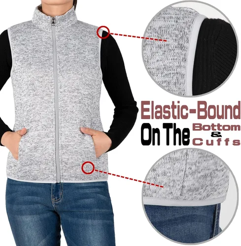 Miniatura 7 de Bonnorth Chaleco de forro polar con cremallera para mujer chaleco cálido con forro de sherpa y bolsillo