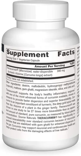 Miniatura 3 de Source Naturals Theracurmin, Apoya la Respuesta Inflamatoria Saludable*, 300 mg - 60 Cápsulas Vegetarianas