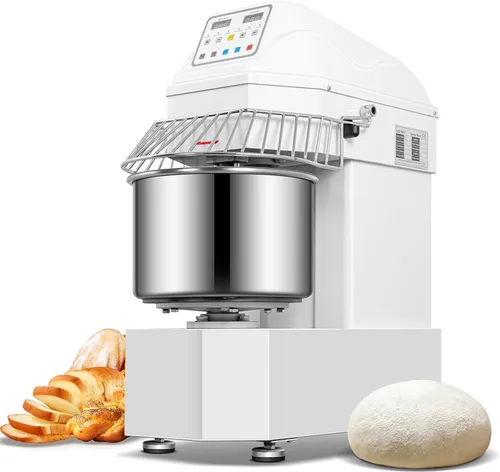 Miniatura 12 de Mezclador comercial de alimentos de 30 cuartos de galón, 1250 W, mezclador comercial de 3 velocidades ajustable con función de temporizador, Plateado