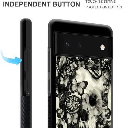 Miniatura 3 de ZHEGAILIAN Funda compatible con Google Pixel 7, diseño de esqueleto de encaje gótico victoriano, diseño de esqueleto de silicona suave, TPU