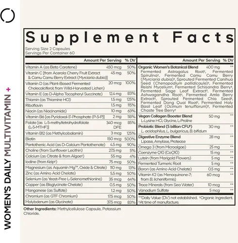 Miniatura 2 de Codeage Multivitamínico diario para mujeres, más de 25 vitaminas y minerales, fermentados, alimentos integrales orgánicos, suplemento