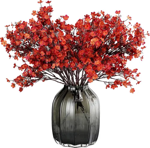 Miniatura 29 de JAKY-Global Flores Artificiales de Tela Aliento de Bebé 12 Ramos Plantas de Seda Falsas Europeas Decoración de Boda Fiesta Ramos de Tacto Real DIY