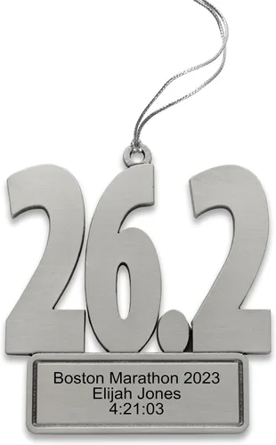 Indiana - Adorno de metal personalizado de maratón 26.2 – Adorno de Navidad personalizado con grabado personalizado, 2.25 pulgadas, adorno de peltre