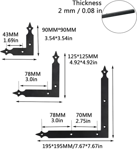 Miniatura 2 de Sonny Brook Hams 4 soportes de esquina decorativos deslizantes – soportes de esquina negros en forma de L para puertas y puertas de garaje (4.921 in)