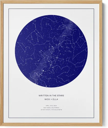 Miniatura 10 de CELESTORY Mapa de estrellas personalizado enmarcado con impresión nocturna del cielo, mapa de constelación, carta estelar, regalo de arte de pared