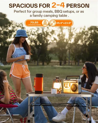 Miniatura 4 de Mesa plegable Sportneer: Accesorios de camping de altura ajustable 90 cm de largo x 60 cm de ancho 2 alturas con capa de malla - Mesa plegable