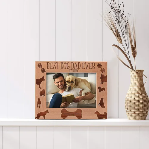 Miniatura 4 de Marco de fotos personalizado Best Dog Dad Ever, 5 x 7 pulgadas, marco grabado personalizado con nombre y año, regalos para el padre del perro