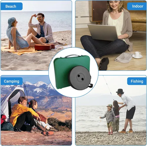Miniatura 6 de Juego de mesa y taburete plegable portátil, mesa plegable ligera y taburete plegable para camping, picnic, playa, pesca, mesa resistente para Verde