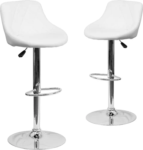 Miniatura 18 de Flash Furniture CH-82028A-BK-GG asiento de vinilo negro de diseño contemporáneo, banqueta alta ajustable con base cromada, Vinilo, Negro