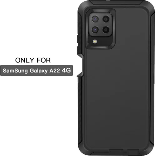 Miniatura 2 de AICase Funda para Samsung A22 4G, resistente protección contra caídas, cuerpo completo, resistente a prueba de golpes, a prueba de polvo, grado Negro