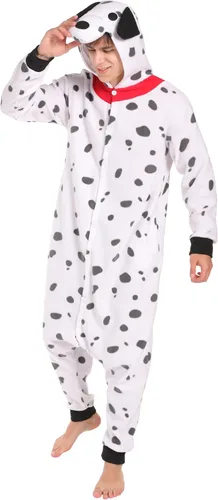 Kidukso Pijama de perro manchado para adultos, disfraz de perro dálmata de animales, pijamas de perro de dibujos animados, ropa de dormir para