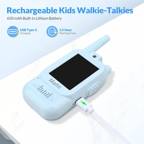 Miniatura 5 de Mafiti Juguetes para niños y niñas de 3, 4, 5, 6, 7, 8 años, mini video walkie talkies para niños, paquete de 2 unidades, recargable, rango de 1000