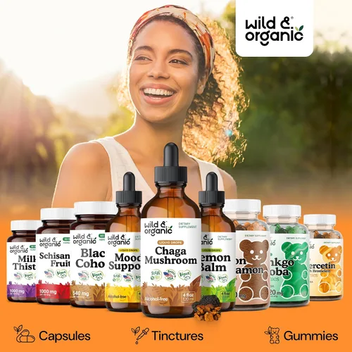 Miniatura 5 de Wild & Organic Suplemento de hongos Chaga – Apoyo inmunológico, digestivo y energético – Tintura de Chaga de rápida absorción – Añadir a gotas