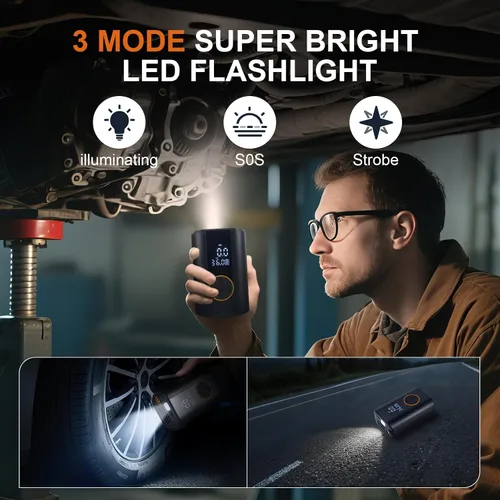 Miniatura 5 de Inflador de neumáticos, compresor de aire portátil, bomba de aire inalámbrica de 150 PSI para neumáticos de automóvil con medidor de presión