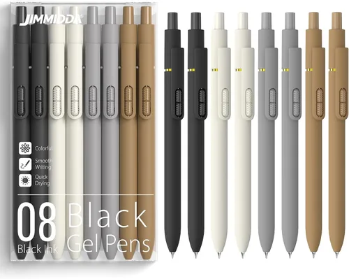 Miniatura 11 de Paquete de 8 bolígrafos de gel negro, punta media de 0.028 in, bolígrafos de tinta retráctiles de secado rápido para escritura suave, suministros