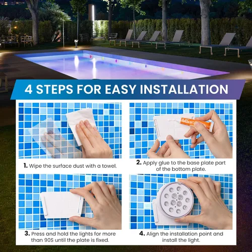 Miniatura 6 de LOFTEK Luces LED sumergibles con control remoto, 13 luces LED recargables para piscina enterrada sobre el suelo, IP68 impermeable 16